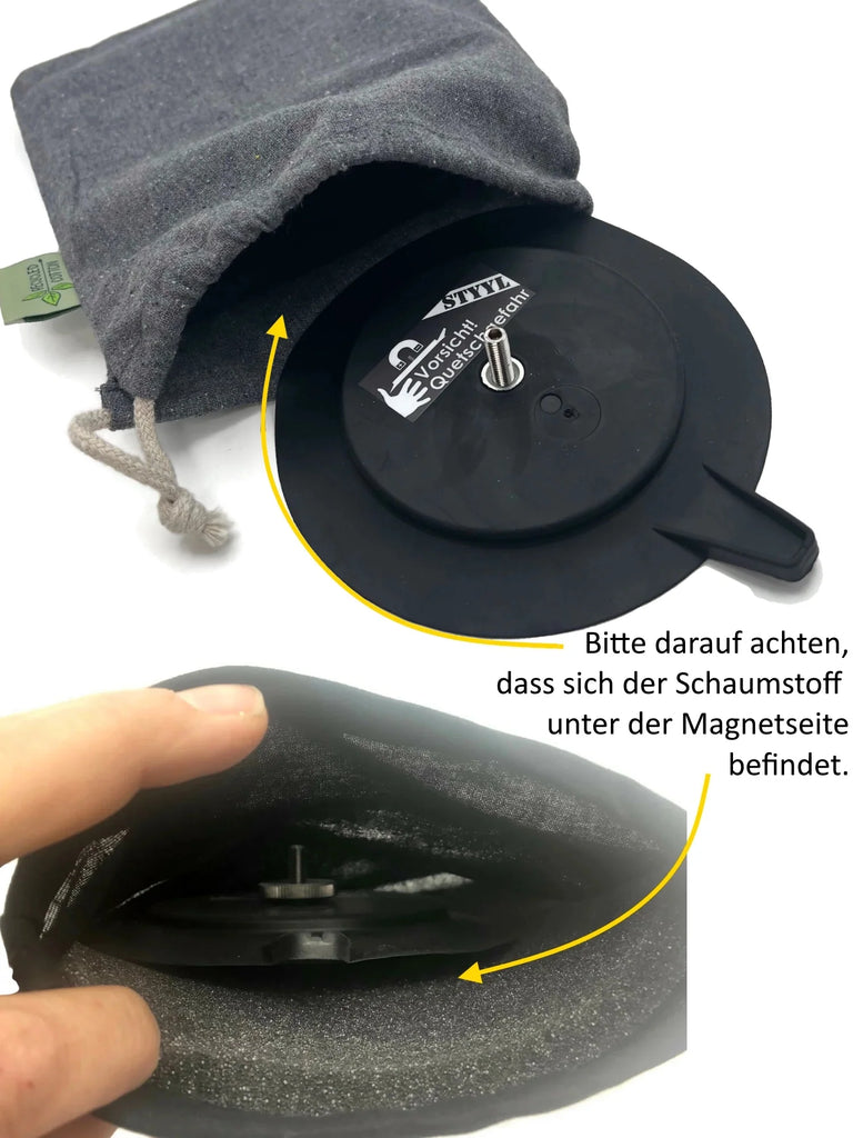 Teller- Kameramagnet mit 55kg Haftkraft Ø125mm mit 1/4" Gewindezapfen für Kamera, Actioncams, 360°-Kameras...