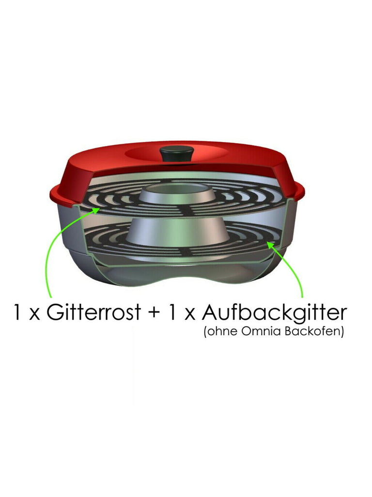 SET: Edelstahl Gitterrost + Aufbackgitter passend für OMNIA®-Backofen | Backblech |